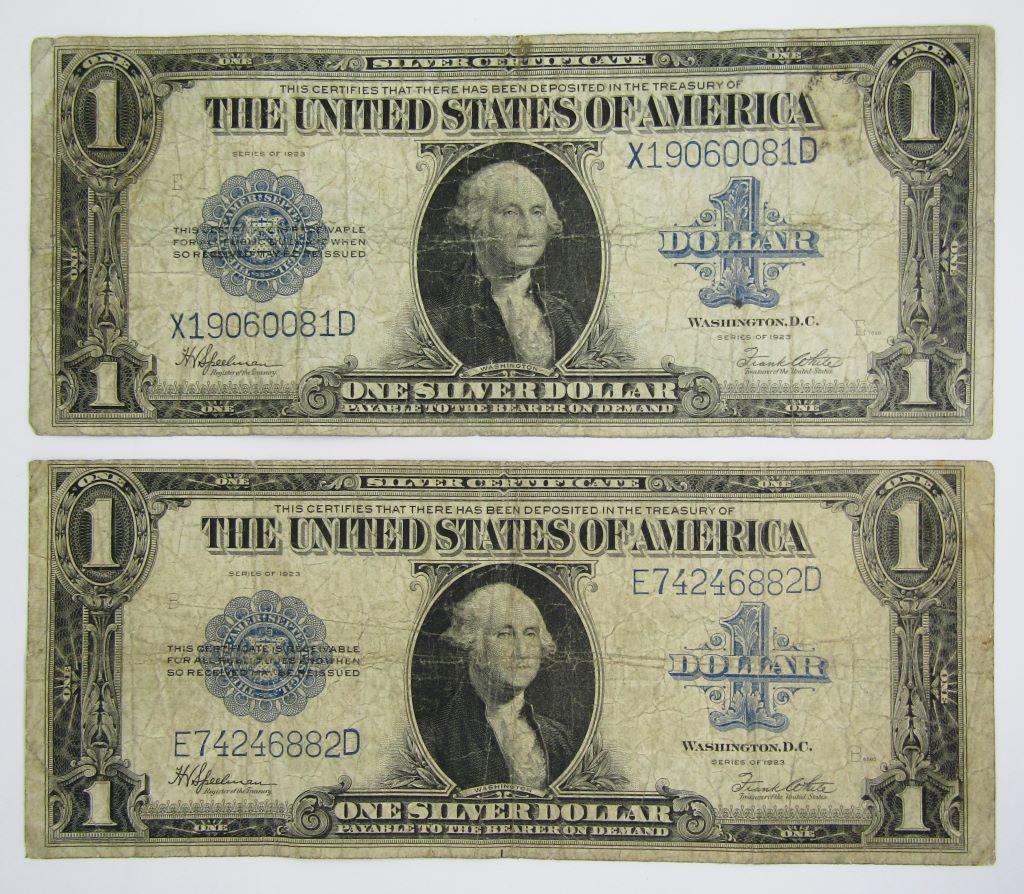 (2) 1923 $1 SILVER CERTIFICATES (1 of 2)