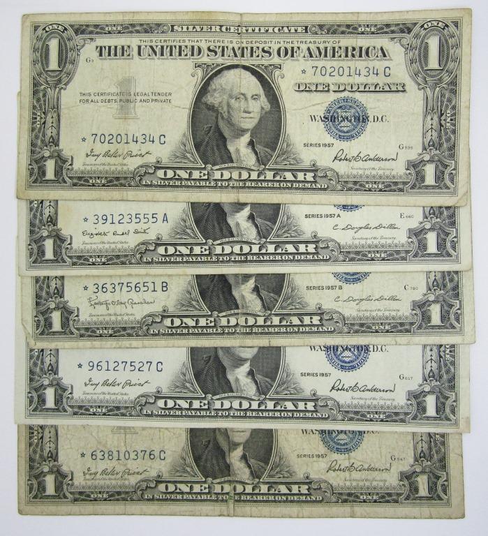 (5) $1 STAR NOTES SILVER CERTIFICATES (1 of 3)