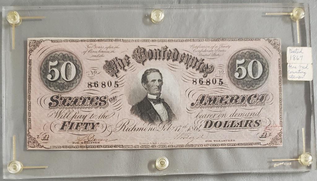 1864 $50 CONFEDERATE STATES of AMERICA (1 of 2)