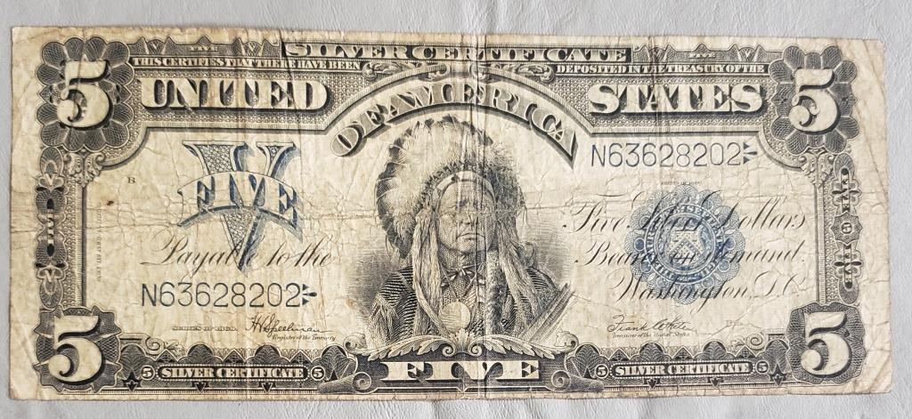 1899 $5 "INDIAN CHIEF" SILVER CERTIFICATE (1 of 2)