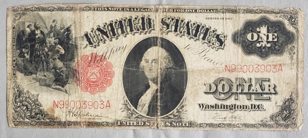 1917 $1 U.S. LEGAL TENDER NICE LARGE SIZE NOTE (1 of 2)