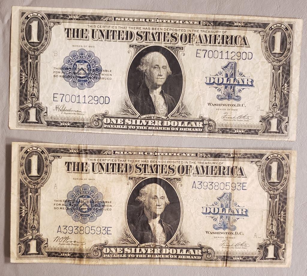 (2) 1923 $1 SILVER CERTIFICATES CIRCS (1 of 2)