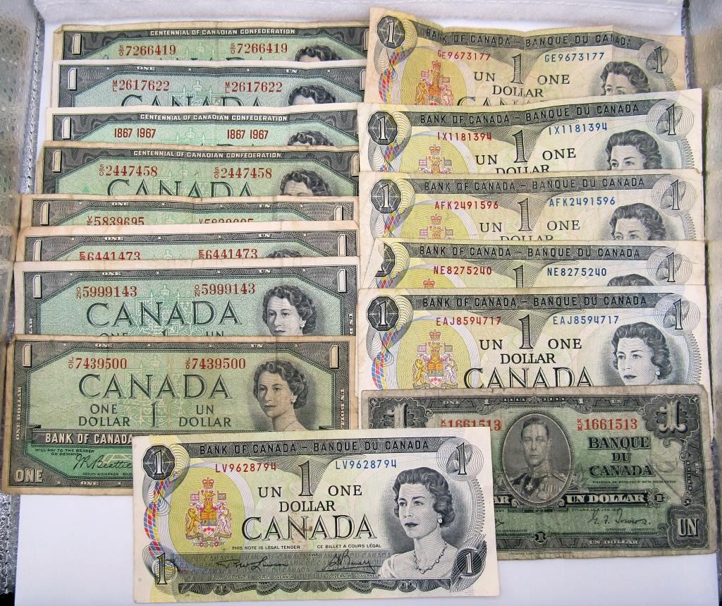 (15) $1 CANADA CURRENCY - MIX (1 of 5)