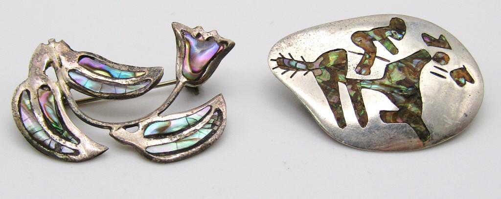 2-STERLING SOUTHWESTERN BROOCH WITH (1 of 4)