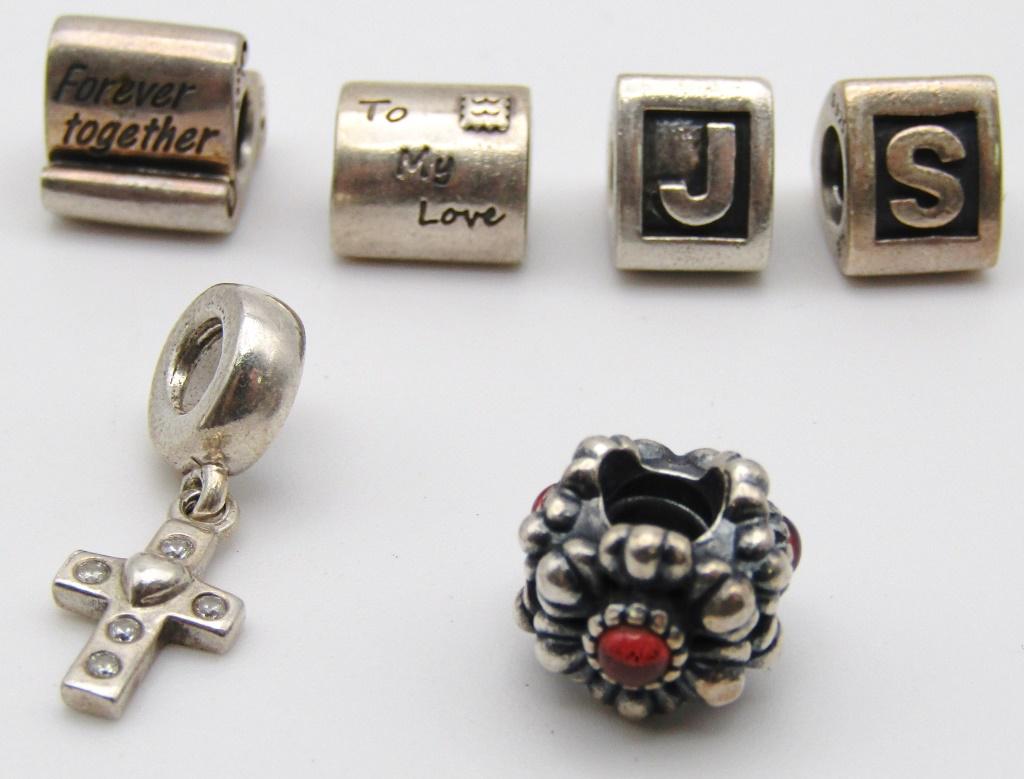 6-PANDORA STERLING CHARMS-MARKED ALE: TOTAL 14 DWT