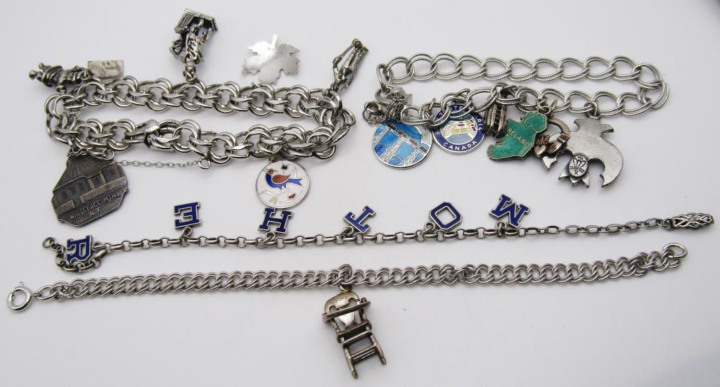 (4) STERLING CHARM BRACELETS (1 of 3)
