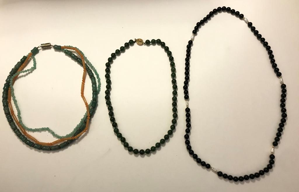 3 NECKLACES W BEADS( POSSIBLY GLASS) (1 of 2)