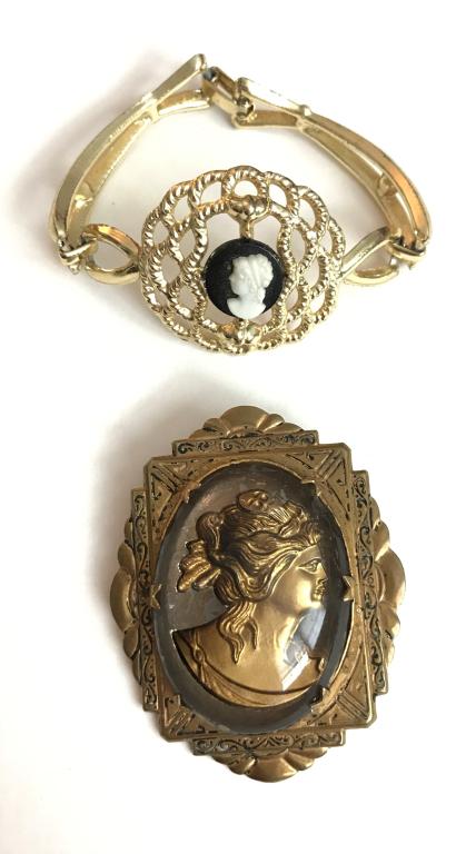 VTG CAMEO BRACELET & BROOCH (1 of 3)