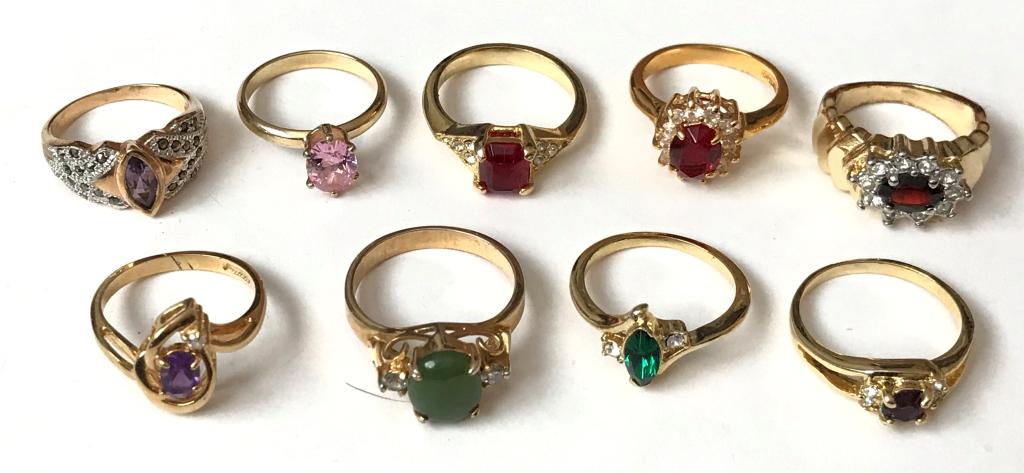 9 RINGS W COLORED STONES (1 of 2)