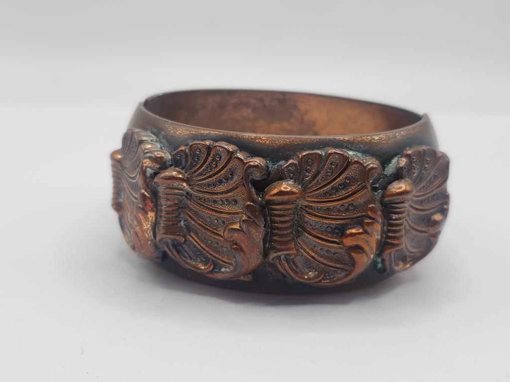 VINTAGE COPPER FINIAL SCROLL BRACELET (1 of 3)