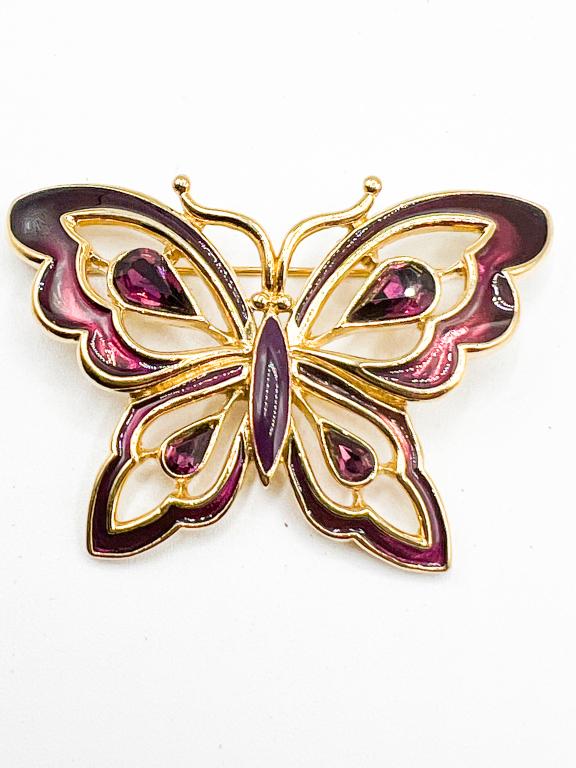 TRIFARI ORNATE BUTTERFLY: TRIFARI ORNATE BUTTERFLY IN ROYAL PURPLE
