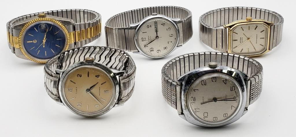 5-VTG MEN'S SILVER TONED WRISTWATCHES (1 of 12)