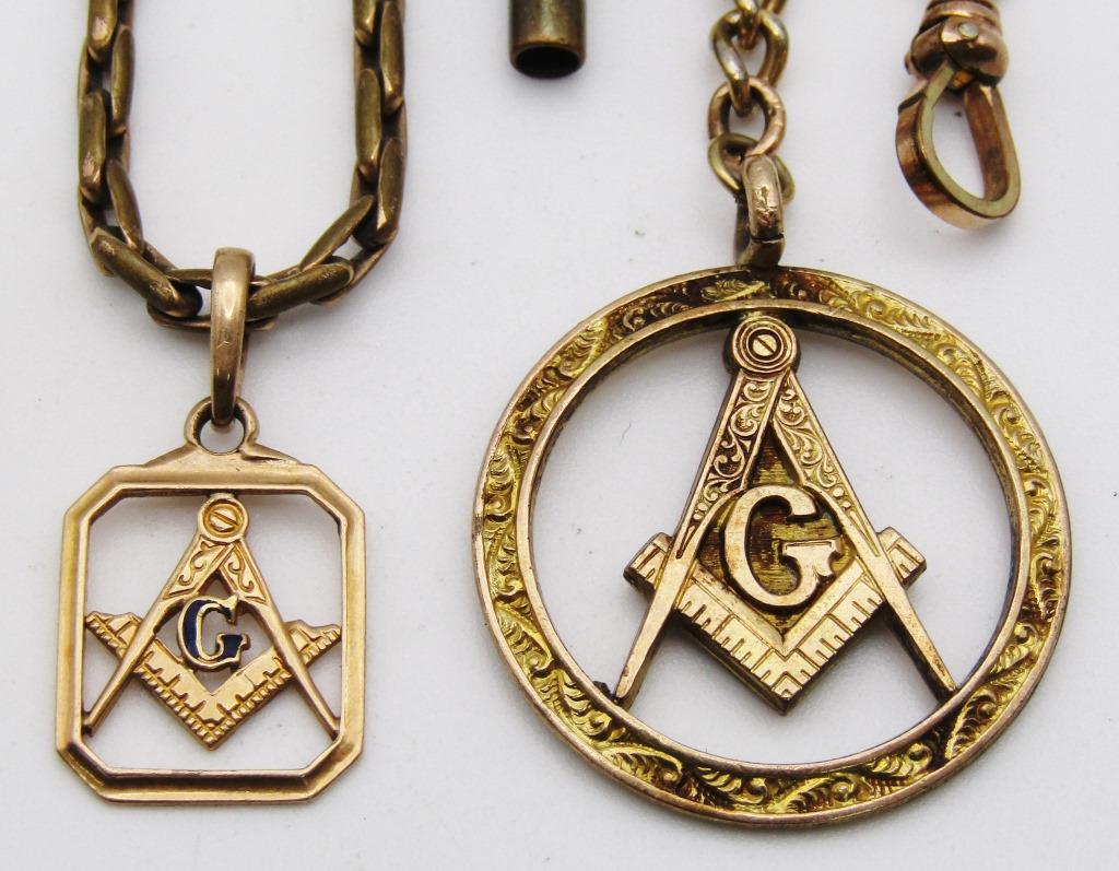 (2) MASONIC POCKEET WATCH CHAINS: (2) MASONIC POCKEET WATCH CHAINS