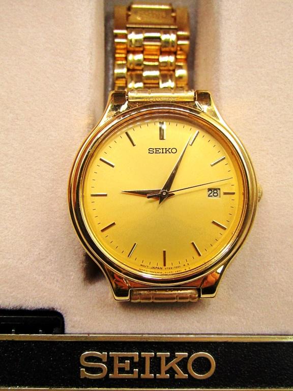 VTG SEIKO MEN'S GOLD TONED CALENDAR: VTG SEIKO MEN'S GOLD TONED CALENDAR