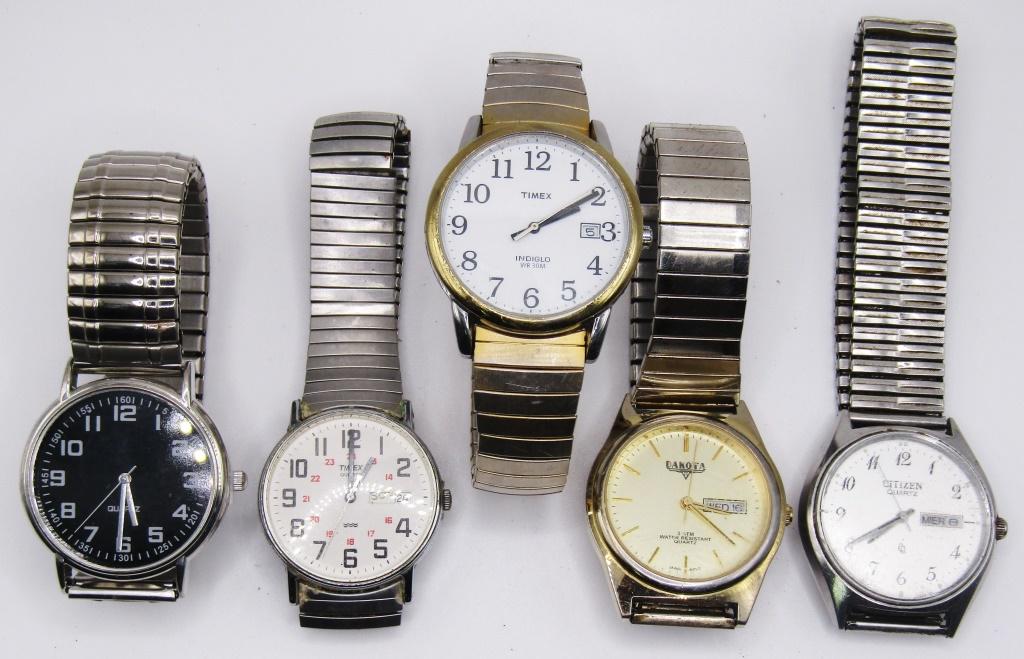 5-VINTAGE MEN'S WRISTWATCHES: TIMEX: 5-VINTAGE MEN'S WRISTWATCHES: TIMEX