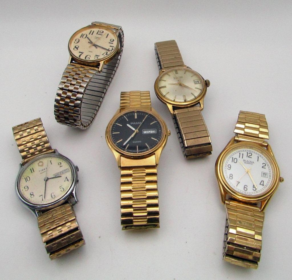 5-VINTAGE MENS' WRISTWATCHES:  PULSAR (1 of 2)