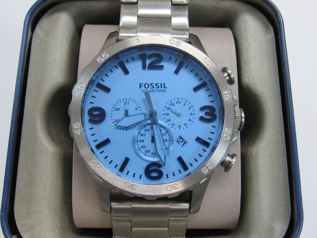 FOSSIL MEN'S BLUE DIAL ANALG WRISTWATCH: FOSSIL MEN'S BLUE DIAL ANALG WRISTWATCH