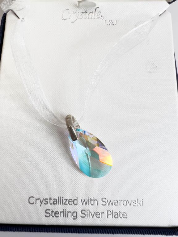 SWAROVSKI CRYSTAL ST PL: SWAROVSKI CRYSTAL STERLING PLATE NECKLACE IN CASE