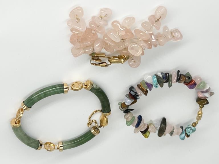 2 STONE STYLE BRACELETS, 1 EARRINGS (1 of 1)