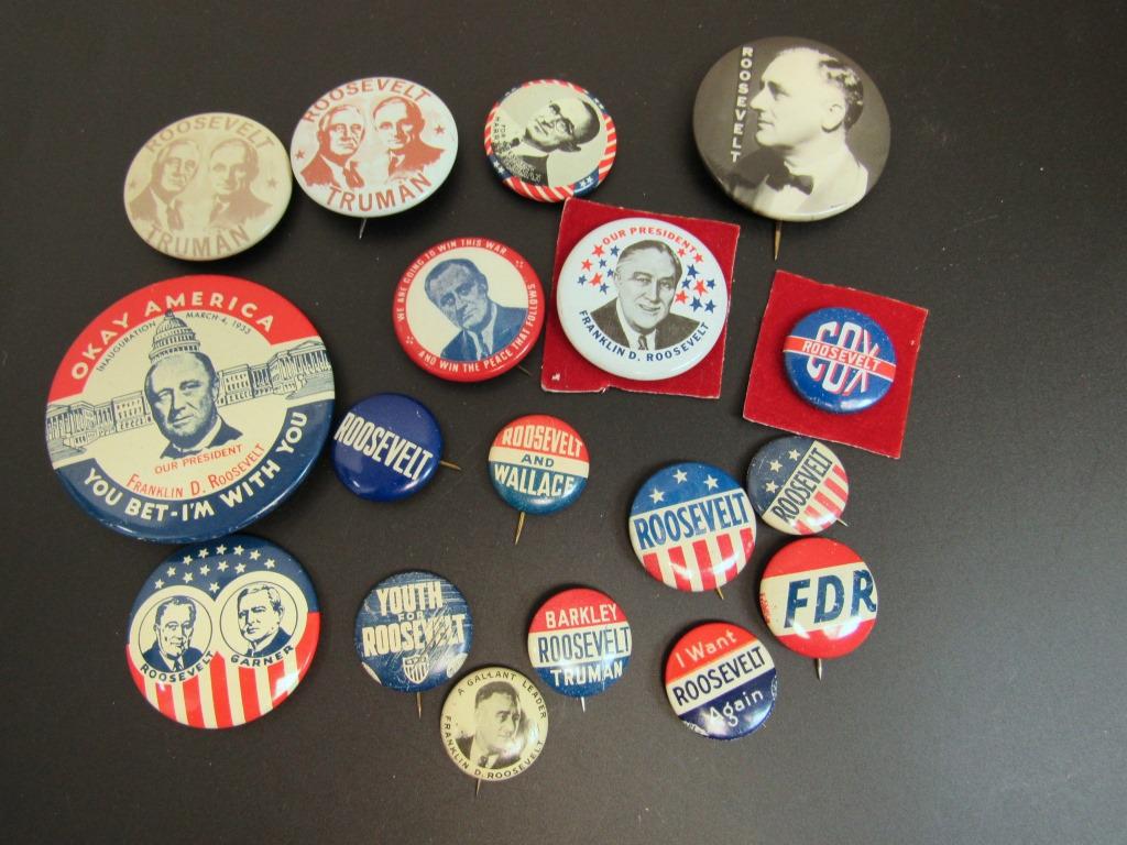 Vintage Roosevelt / Truman Political Pins (1 of 2)