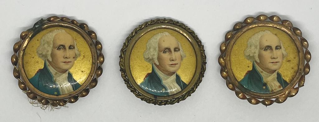 Set 3 Vintage George Washington Pins (1 of 2)