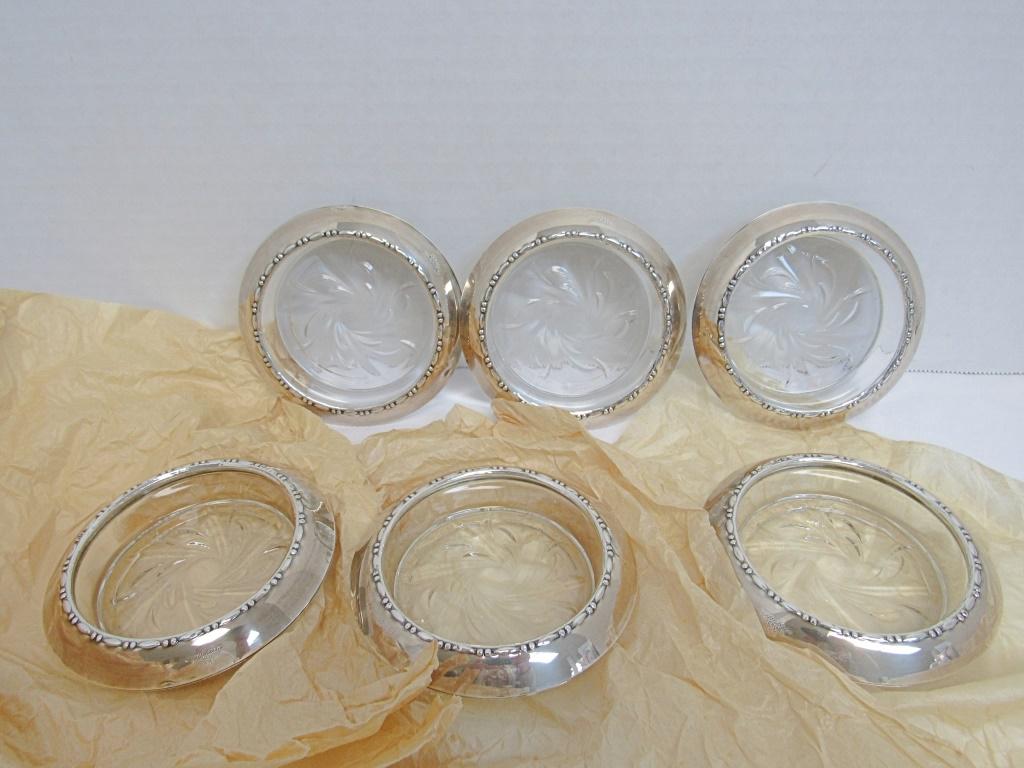(6) VTG.  AMSTON STERLING AND CRYSTAL COASTERS (1 of 3)
