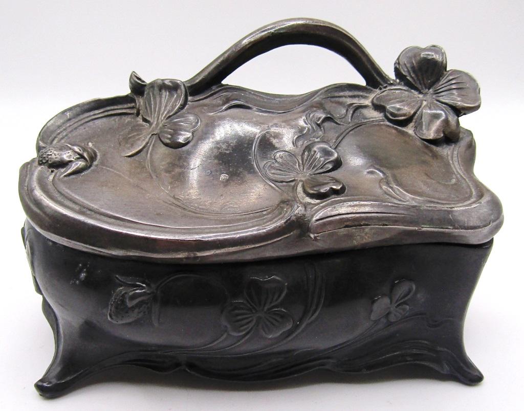 Antique Victorian Art Nouveau Jewelry Trinket Box: trademark j.b. signifies the best 633