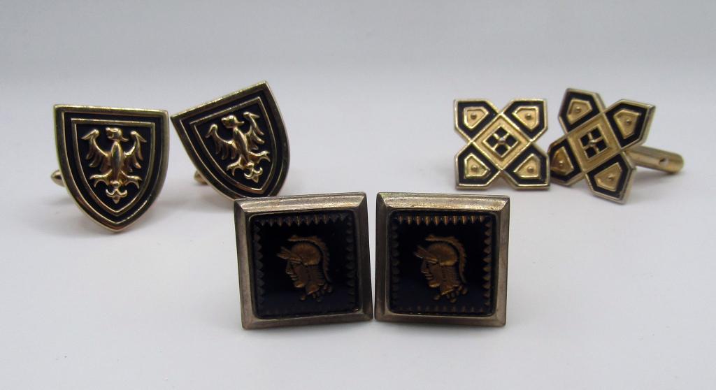 3 pairs of gold toned men's cuff links (1 of 2)