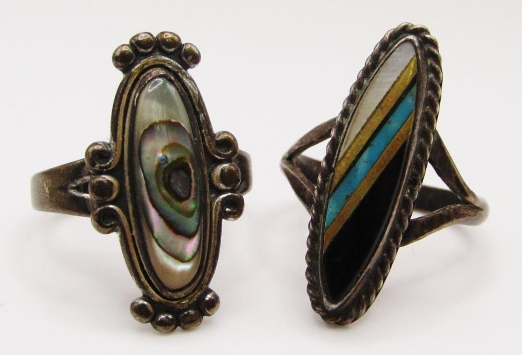 2-SOUTHWESTERN STERLING SPLIT SHANK RINGS (1 of 4)