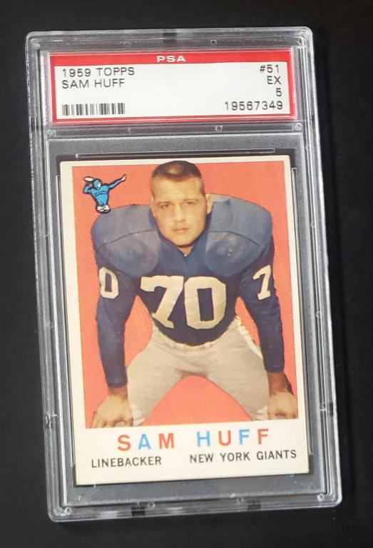 1959 TOPPS #51 SAM HUFF PSA 5: VINTAGE FOOTBALL ORIGINAL CARD