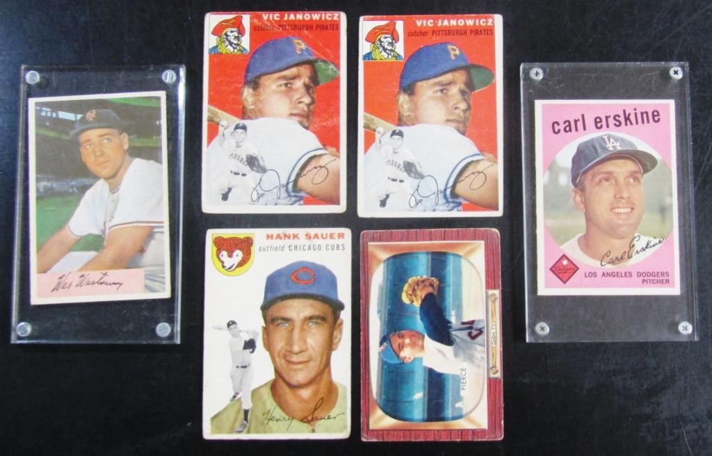 (6) 1950's BASEBALL CARDS WESTRUM, PIERCE, (1 of 2)