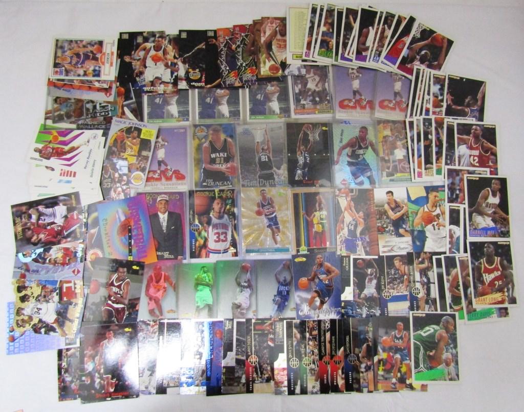 (125) BASKETBALL CARDS with ROOKIES & STARS: GRANT HILL, JASON KIDD, LATRELL SPREWELL, MAGIC JOHNSON, SHAWN KEMP, SHAQ AND OTHER GREATS - PREMIUM BRANDS - OVERALL NM/MT