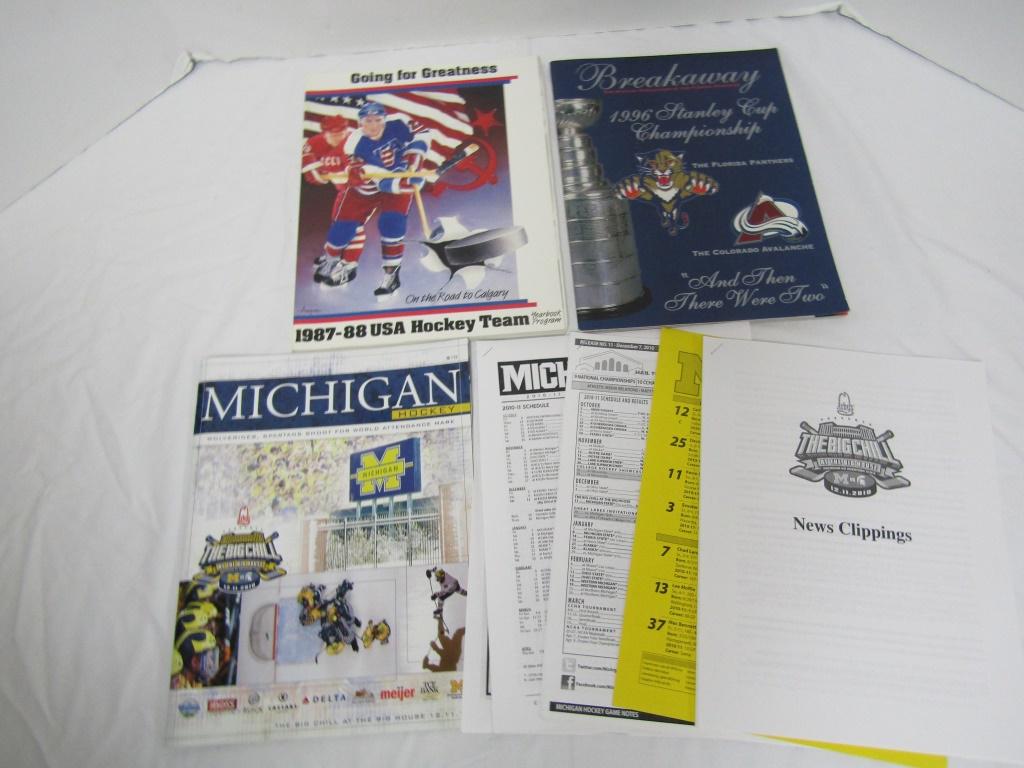 Hockey Programs: Michigan/MI State program from 2010, Breakaway 1996 Stanley Cup Championship Prorgam, 1987-88 USA HockeyTeam yearbook