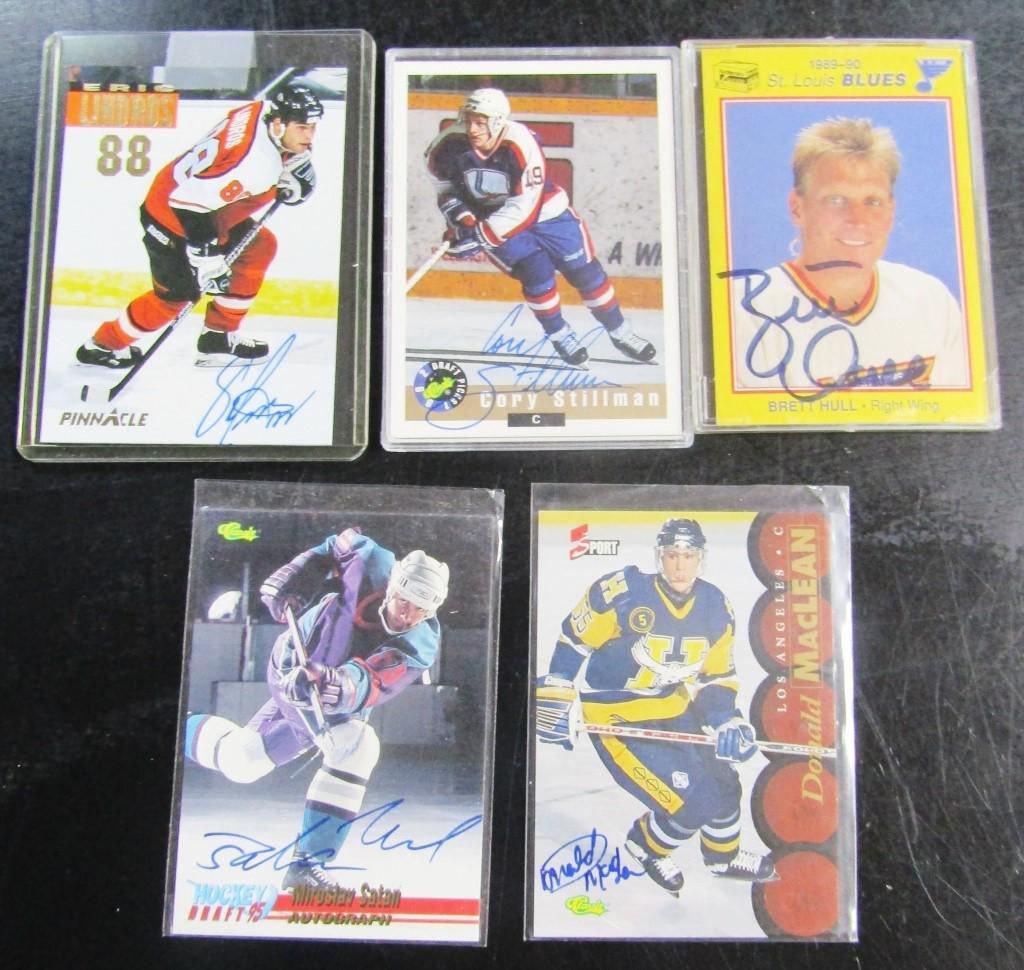 (5) AUTOGRAPHED HOCKEY CARDS - BRETT HULL (1 of 2)