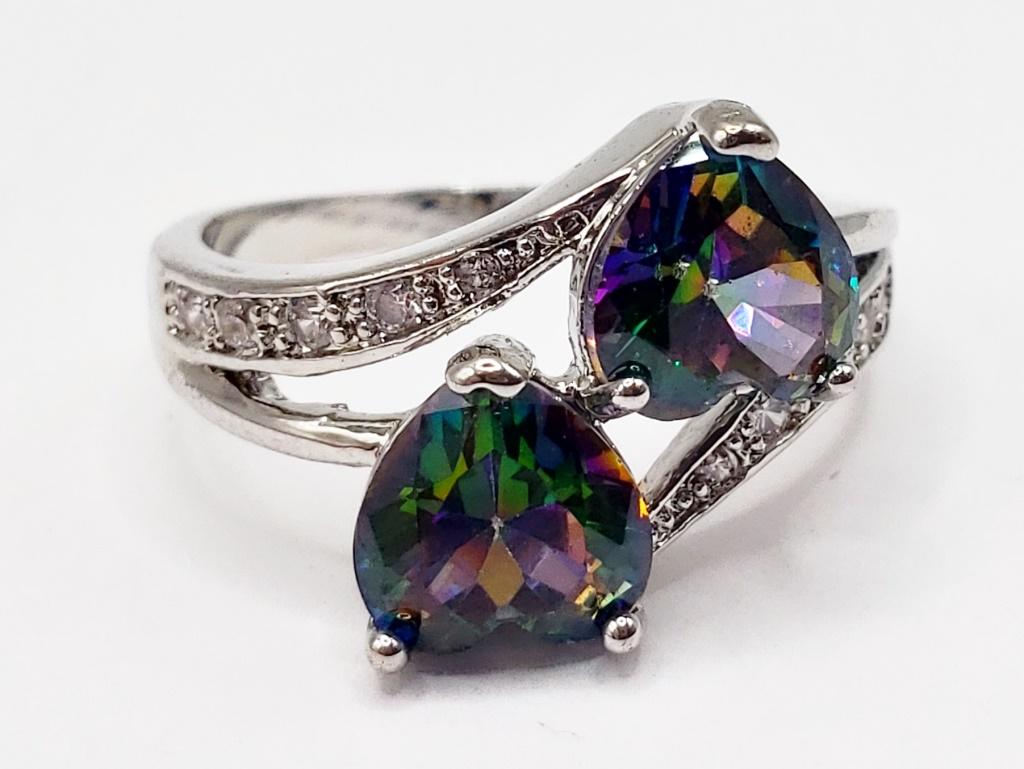 DOUBLE HEART STERLING FASHION BLING RING (1 of 4)