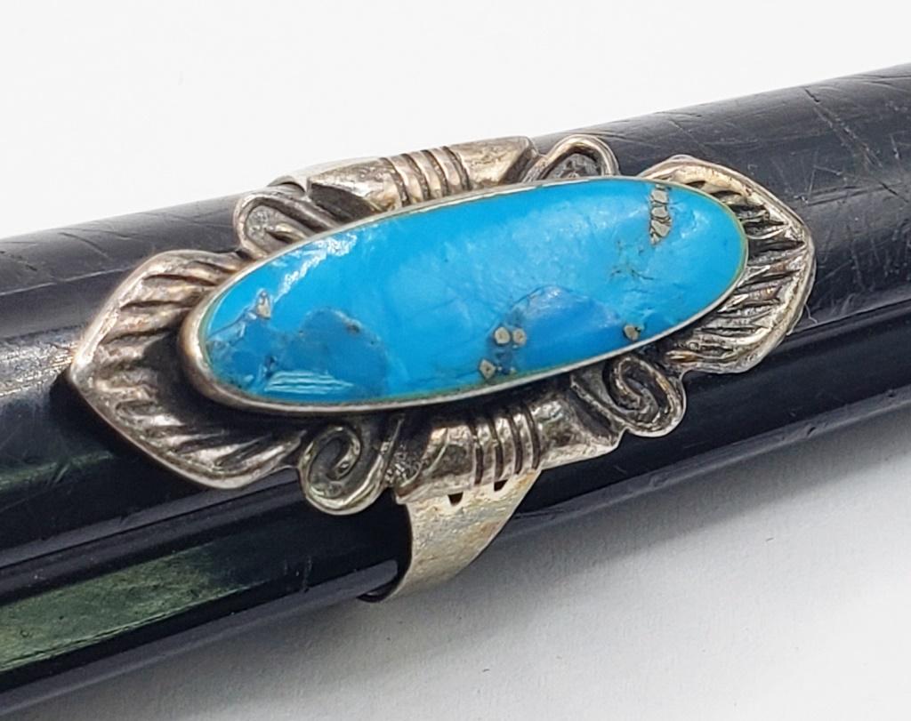 SIZE 8 SOUTHWESTERN STERLING SPLIT SHANK RING (1 of 4)