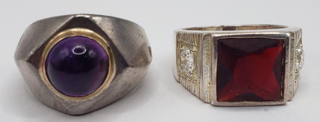 2-VINTAGE MEN'S FASHION RINGS (1)WITH RUBY (1 of 6)