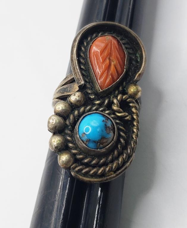 SOUTHWESTERN STERLING SPLIT SHANK RING WITH (1 of 4)