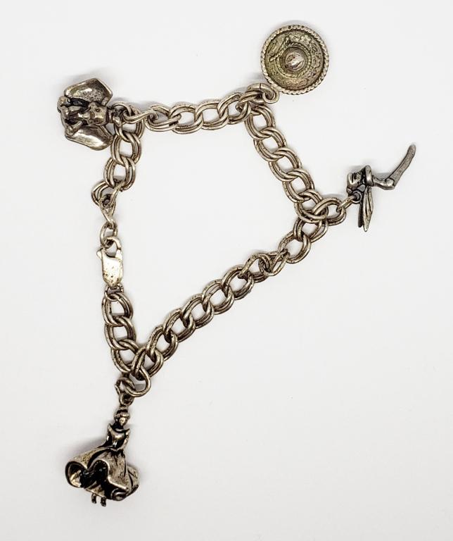 VINTAGE STERLING CHARM BRACELET WITH (1 of 4)