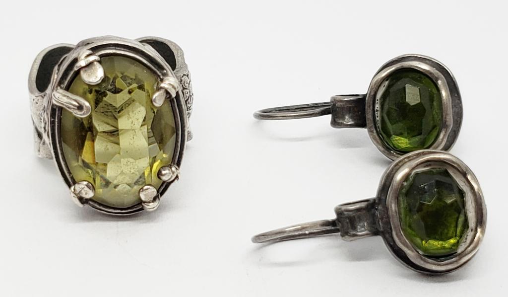 SET! STERLING FASHION RING WITH FACETED (1 of 5)