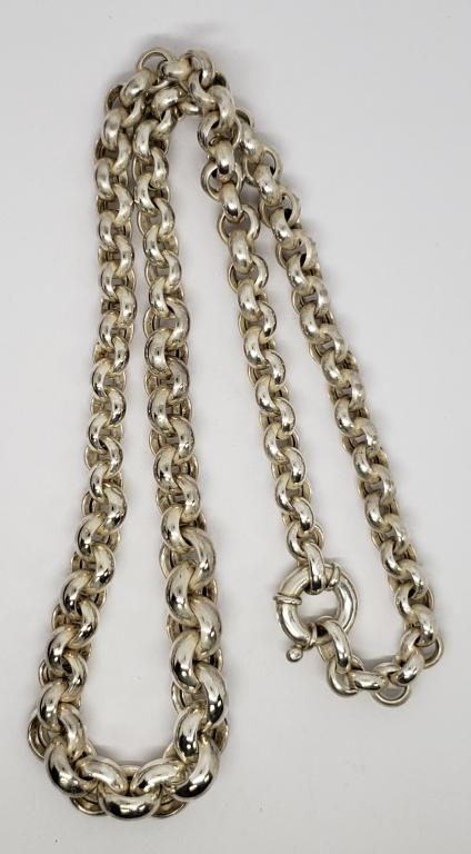 22 INCH STERLING CIRCULAR LINKED NECKLACE (1 of 3)