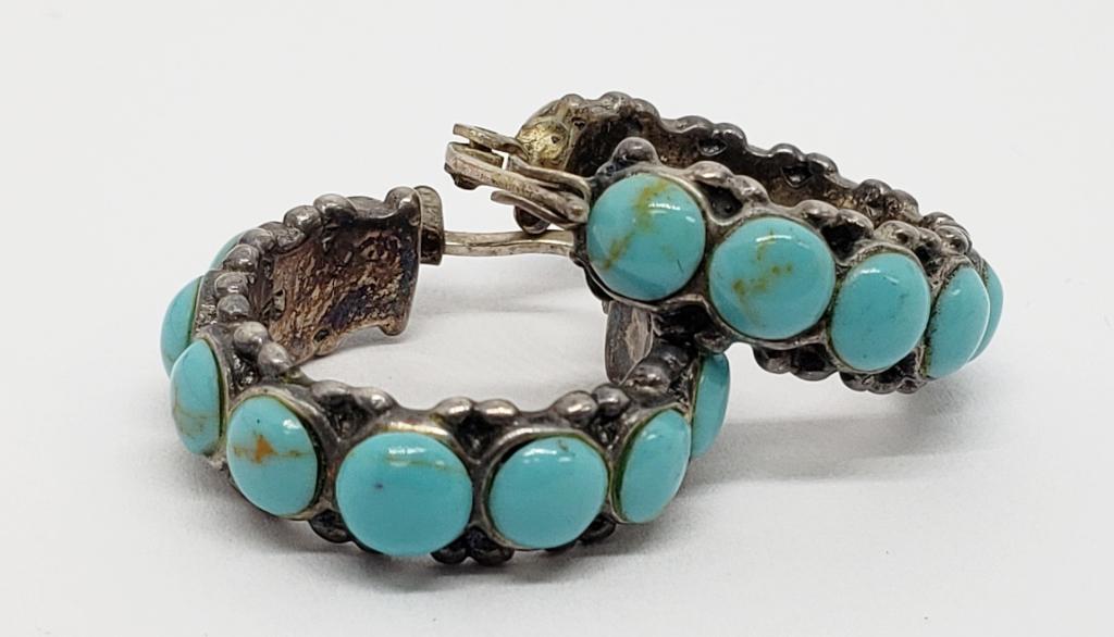 PAIR OF STERLING PIERCED HOOP EARRINGS WITH (1 of 3)