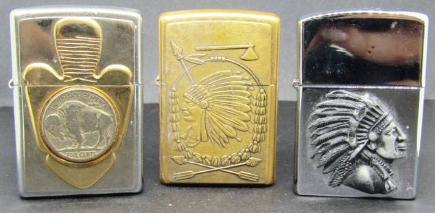 (3) Indigenous LIGHTERS! - (2) zippo: TWO 1999 ZIPPOS, UNSTRUCK!