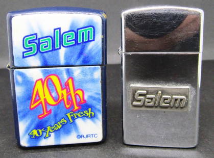 (2) 1993 & 1996 SALEM ZIPPOS!: ONE COLORED (40 YEARS FRESH)