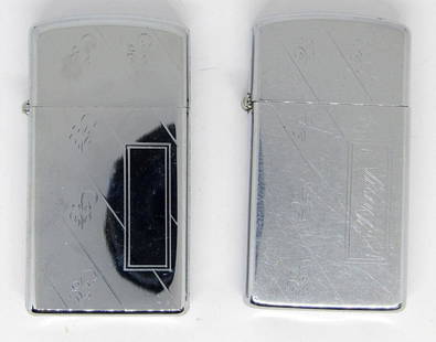 (2) 1976 & 1984 DESIGNED ZIPPOS!: ONE ENGRAVED "TROY"