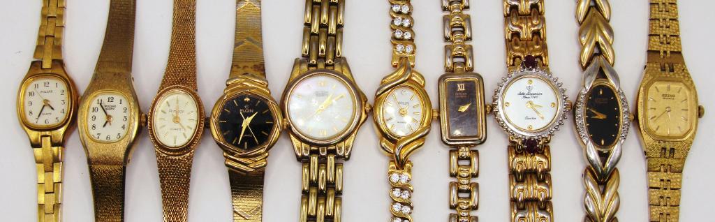 (10) Vintage Ladies Wristwatches! Elgin, Pulsar,: Armitron, Jules Jurgensen, Absolute, Citizen Seiko; Untested!