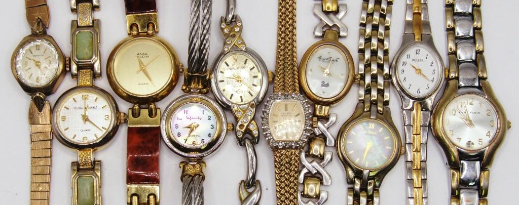 (10) Vintage Ladies Wristwatches! Gruen, Benrus,: Waltham, Citizen, Pulsar, Anne Klein, Gloria Vanderbuilt; Untested!