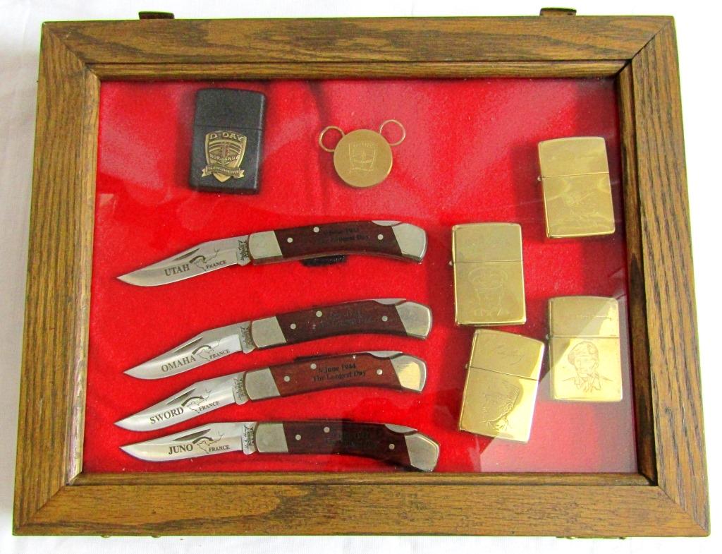 Cased Dday Uncle Henry knife / Zippo Lighter Set (1 of 2)
