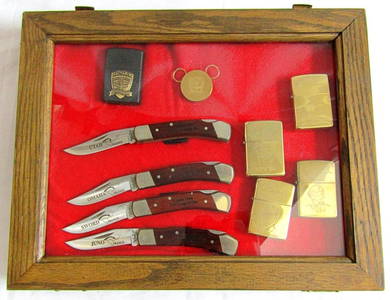 Cased Dday Uncle Henry knife / Zippo Lighter Set