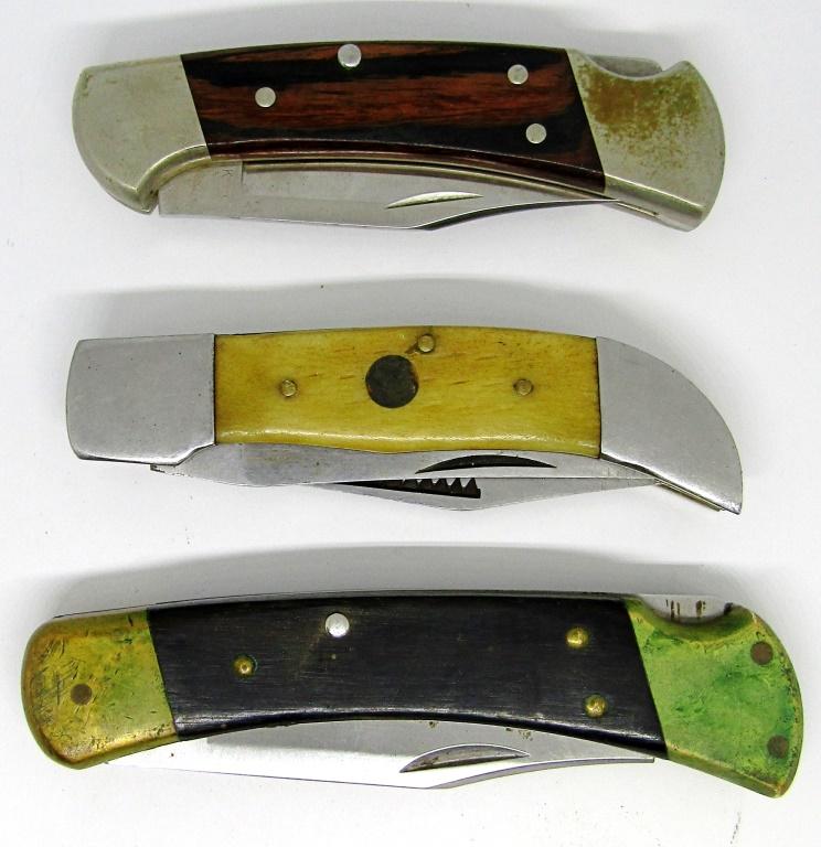 Vintage Buck Knives + 1 Sheath: Wood and Antler handle Buck knives & 1 Sheathe